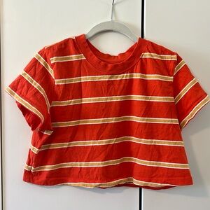 BDG / Cropped Boyfriend Heavyweight Striped Tee - S
